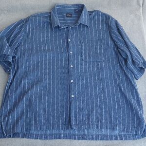 Arrow Men's Blue & White Vertical Striped Short Sleeve Button Down Shirt XXL